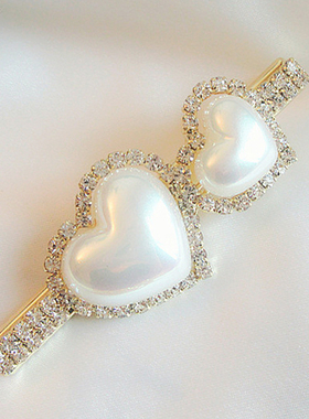 欧美法式气质白色爱心珍珠发夹女侧边夹刘海鸭嘴夹旅行发卡头饰品