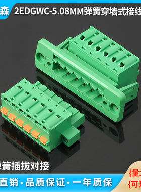 穿墙接线端子2EDGWC-5.08插拔式弹簧按压式接线免螺丝带面板框架