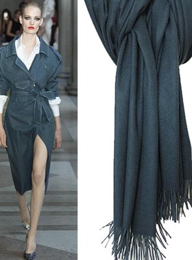 WINGS BLUE羽翼蓝 经典CASHMERE山羊绒披肩围巾水波纹 碾压黑色
