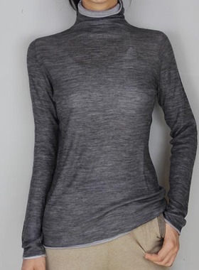 尊享打造 双层高支精纺超细CASHMERE山羊绒打底衫高领超薄皮肤衣