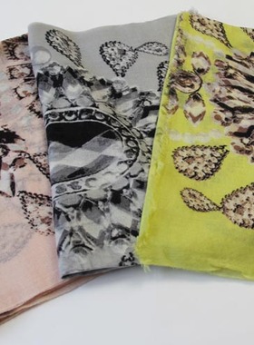 仅一条清库99元 200支戒指绒CASHMERE山羊绒印花围巾披肩