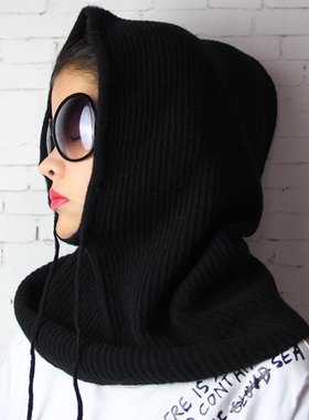 巨美 掌柜自留款 欧美 秋冬CASHMERE山羊绒针织脖套帽女