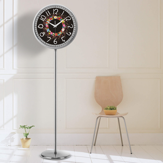 欧式落地钟表 客厅座钟金属立式钟 钟 静音时钟卧室时尚不锈钢站