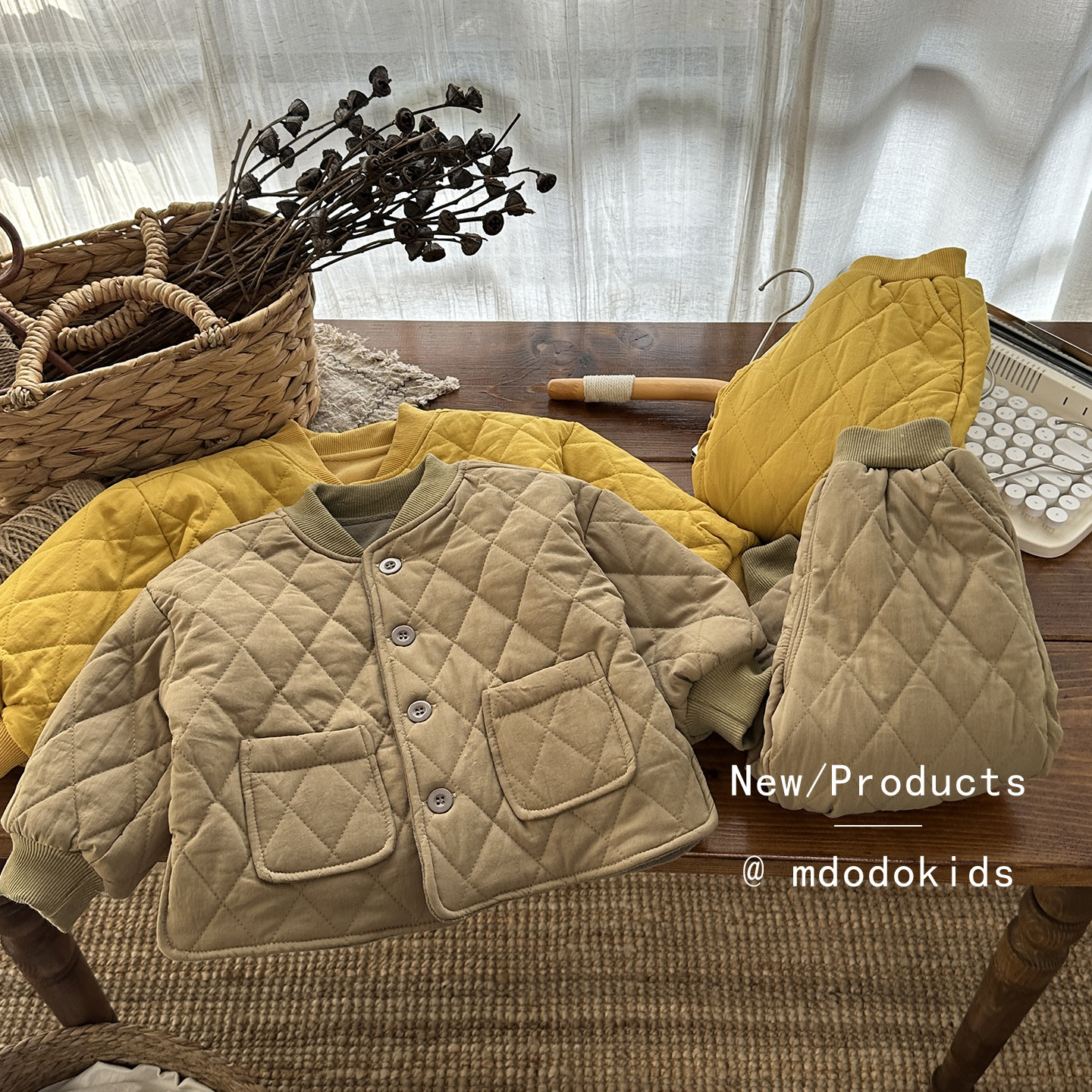 宝宝套装男宝宝加绒厚款棉服两件套洋气内胆婴儿菱格夹棉保暖外套
