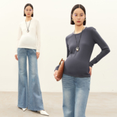 BELLYWEAR孕妇装 圆领可外穿纯色打底T恤 莱赛尔面膜长袖 打底衫 春款