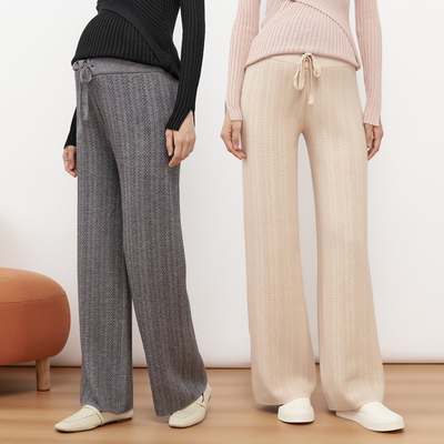 BELLYWEAR麦穗纹加绒针织裤