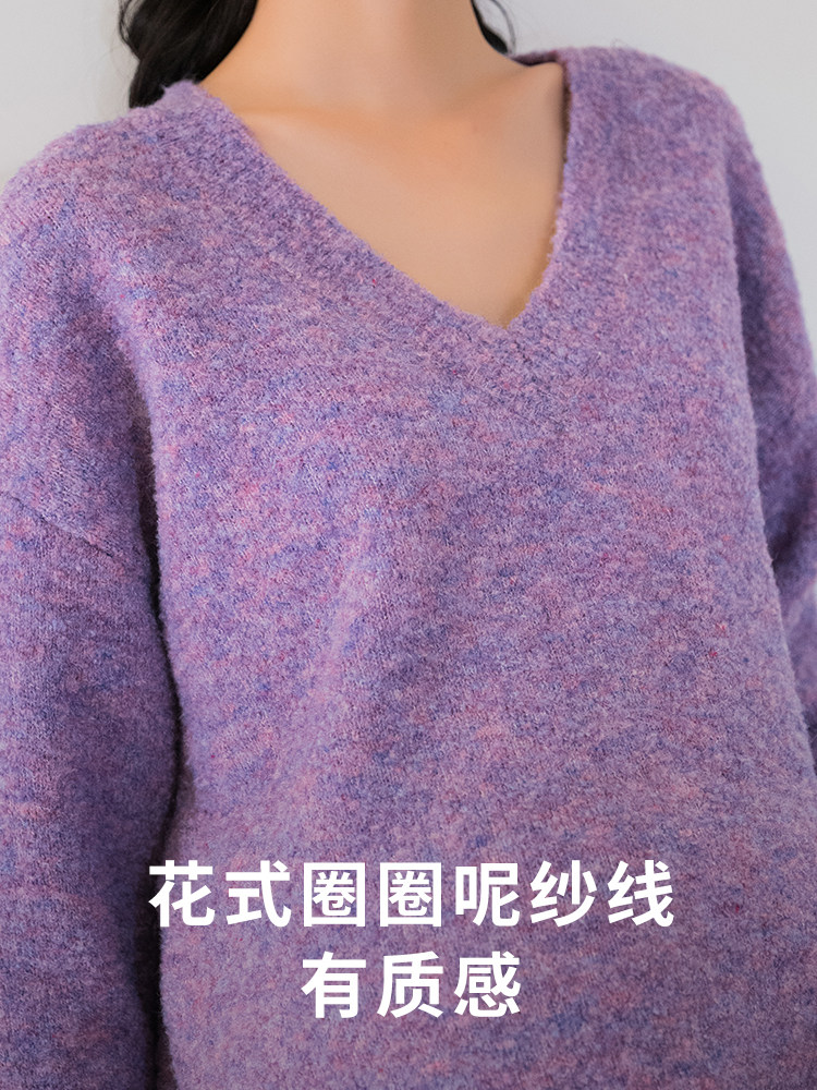 BELLYWEAR 출산 스웨터 가을 새로운 패션 긴팔 V 넥 느슨한 중간 길이 스웨터 탑