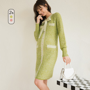 肌理感领口系带百搭毛织高级感孕妇装 BELLYWEAR孕妇装 连衣裙秋季