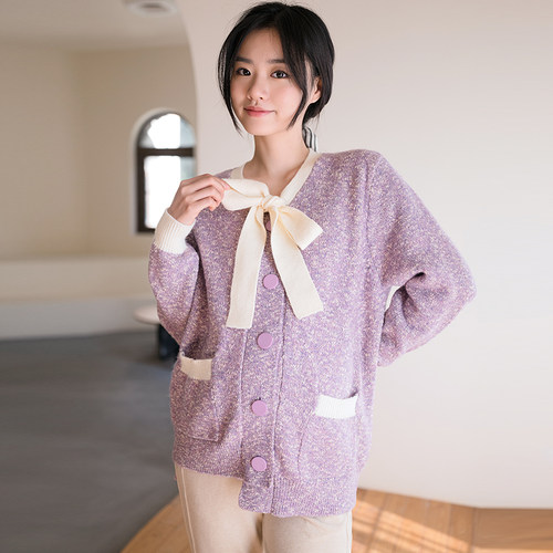 BELLYWEAR小香风蝴蝶结开衫