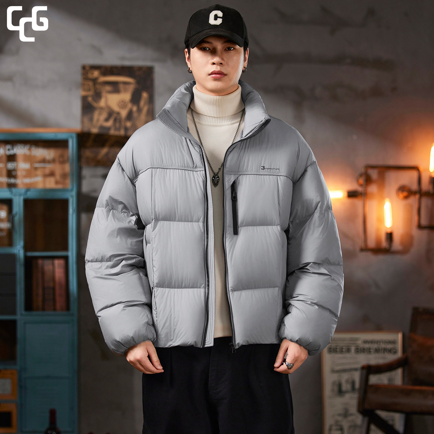 90鸭绒羽绒服男冬季新款潮牌宽松休闲加厚保暖面包服外套避免跑绒