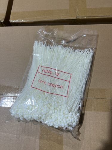 7寸尼龙带珠子母扣珍珠扎带通用珠带手穿针尼龙扎带黑白色现货速
