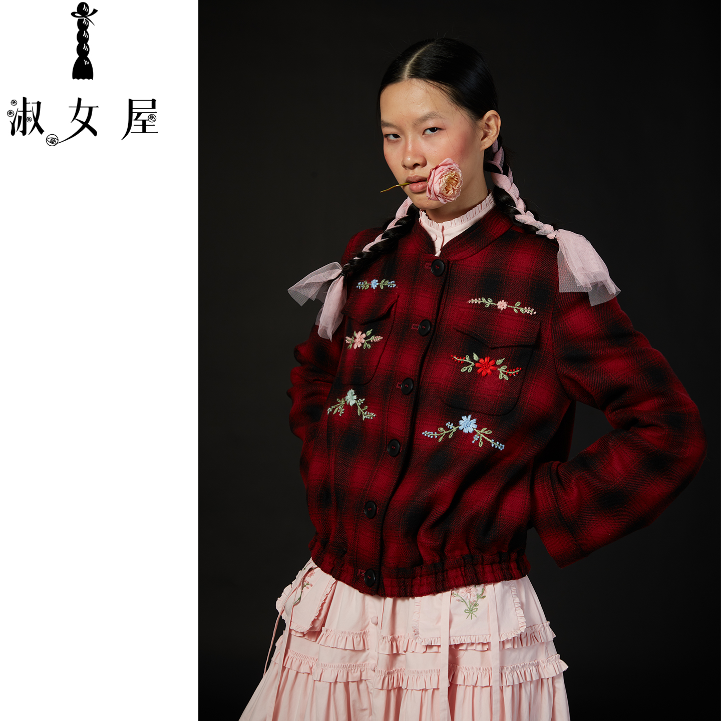 维多利亚毛呢夹克绣花毛呢