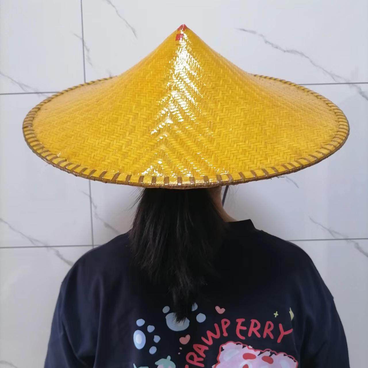 优质细竹条手工编织复古竹帽女遮阳防晒斗笠帽户外防雨斗篷帽子男