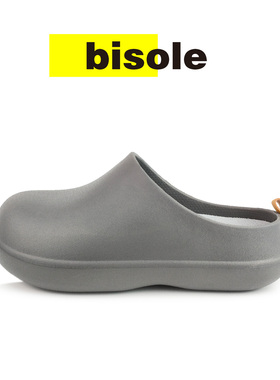 bisole日本厨师鞋情侣防水防滑厚底包头半拖鞋懒人医生手术室拖鞋
