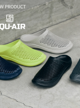 日本SQU-AIR洞洞鞋男女同款25新款厚底百搭透气防水包头凉拖鞋