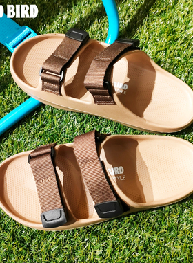 KOKOBIRD拖鞋男外穿夏季户外防滑一字拖男女厚底踩屎感沙滩鞋凉拖