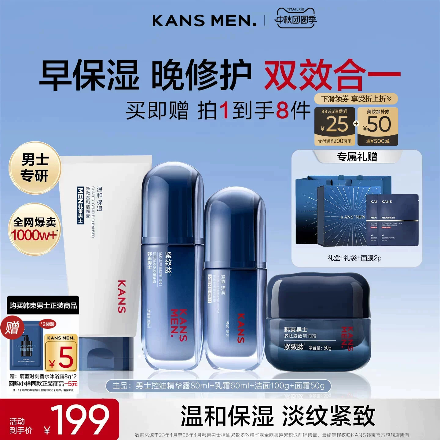 韩束男士冰露护肤品乳液抗皱水乳面霜精华露套装洗面奶礼盒补水图片