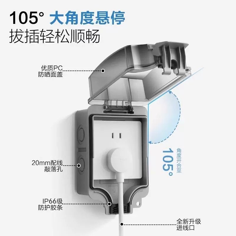 公牛户外防水盒插座防水罩防溅盒86型明装室外开关保护盖浴室IP66