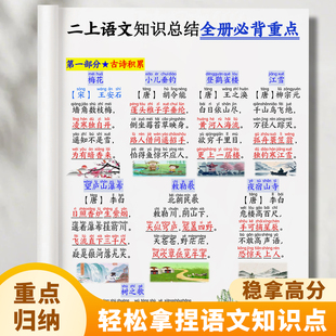 人教版小学二年级三四五语文上册必背知识点总结课文重点考点总结