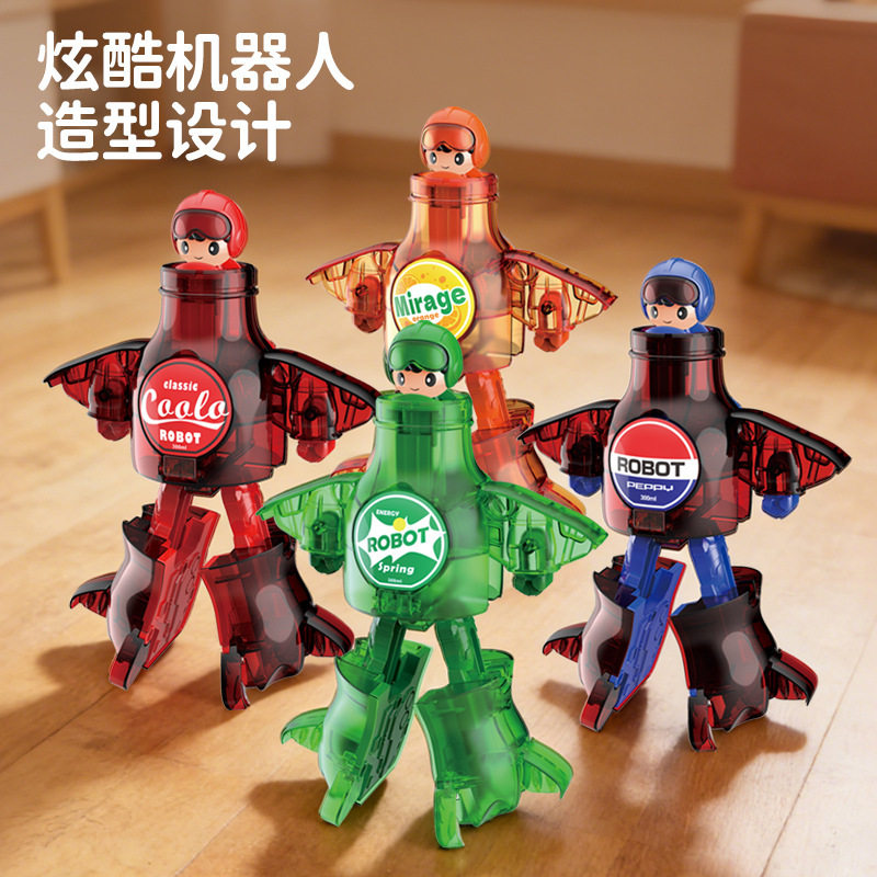 变形机器人汽水武士变形玩具网红款儿童易拉罐可乐饮料机器人男孩