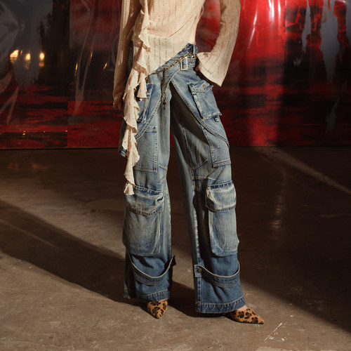 NN-NORTH NODE “殿堂守卫”重工洗水做旧工装牛仔阔腿裤