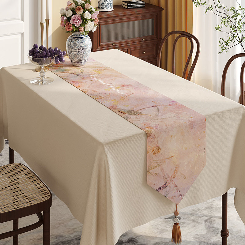 加厚棉麻氛围感桌旗盛夏花园家居装饰流苏款防水茶几鞋柜防尘罩,居家布艺,桌布,淘宝优惠券,粉丝福利购,淘宝优惠卷