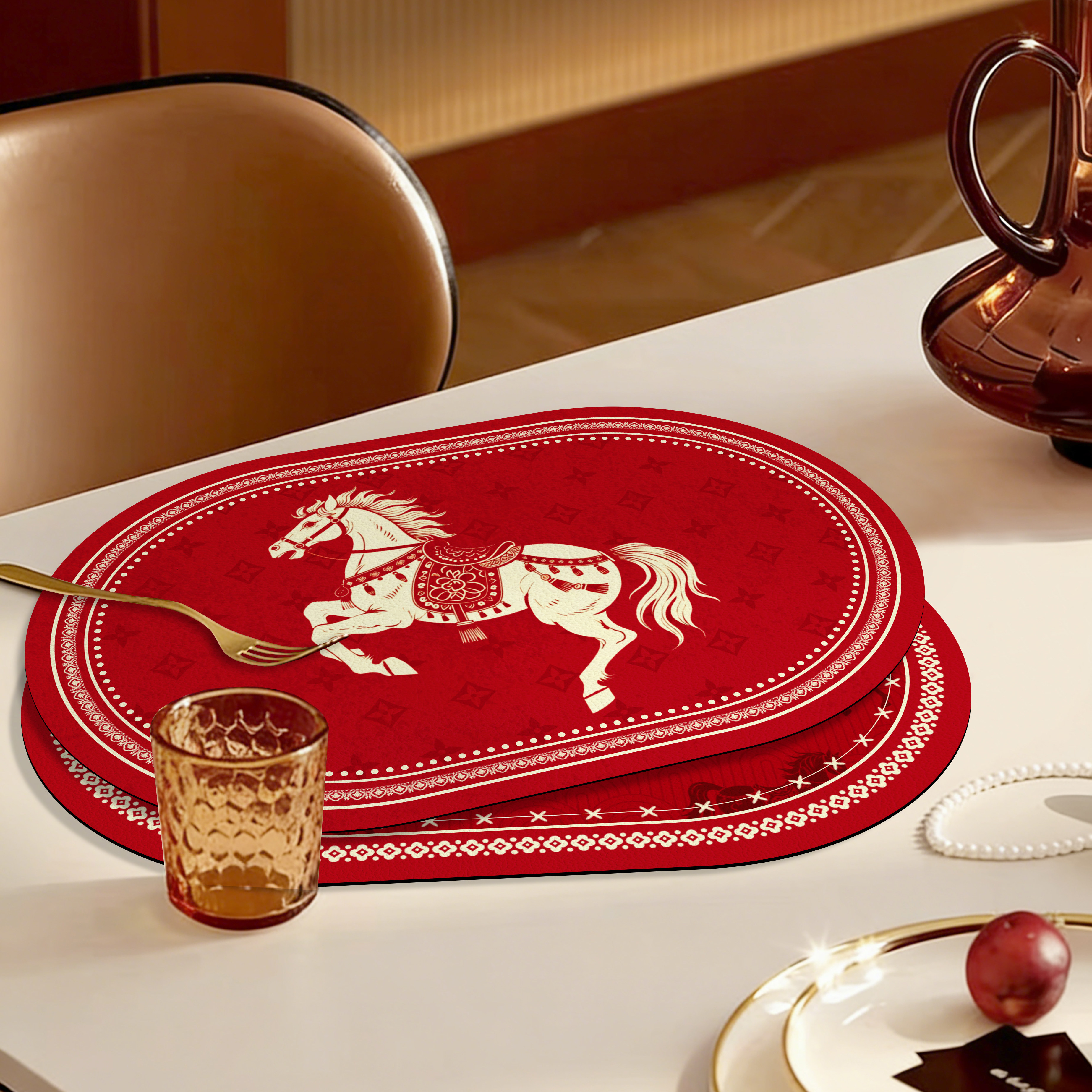 马年仪式感红色西餐垫新年节日氛围桌面保护垫子大尺寸砂锅碗盘垫,居家布艺,餐垫,淘宝优惠券,粉丝福利购,淘宝优惠卷