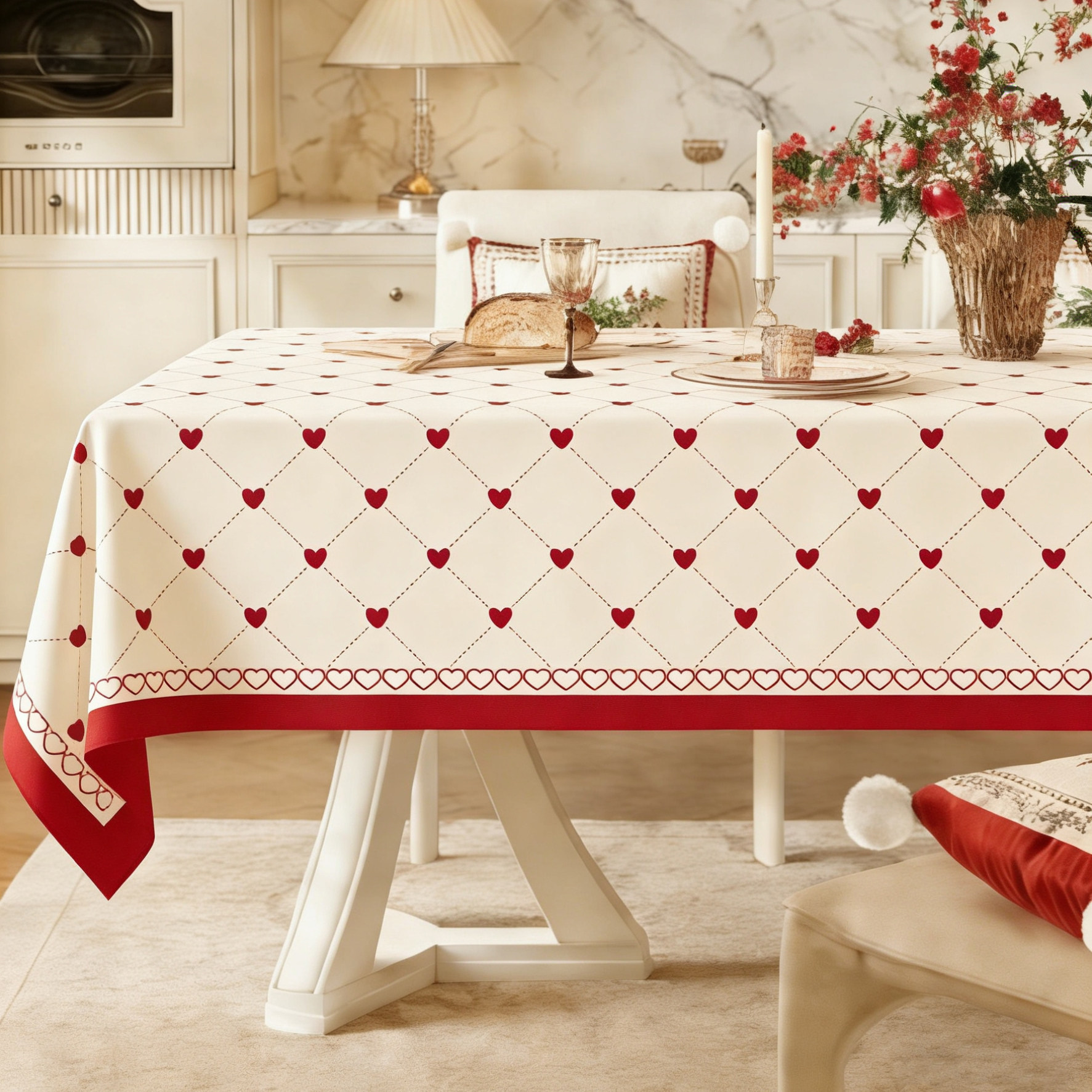 红色氛围感桌布2025新年装饰餐厅餐桌台布隔热耐高温棉麻茶几布