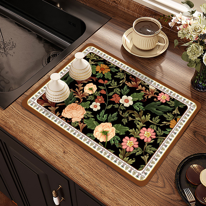 厨房台面沥水垫硅藻泥吸水碗盘垫