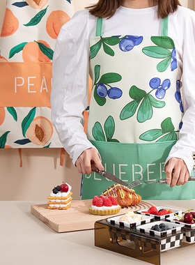 橙色回忆防水围裙北欧ins夏季可爱无袖家务清洁围腰厨房防污罩衣