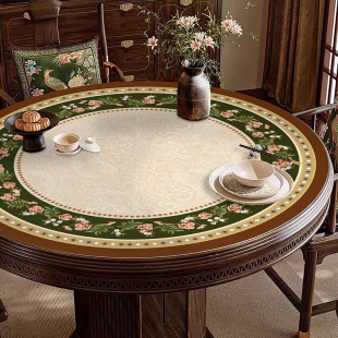 高级感圆桌垫防水防油免洗皮革桌布欧式 轻奢圆形茶几台面保护垫