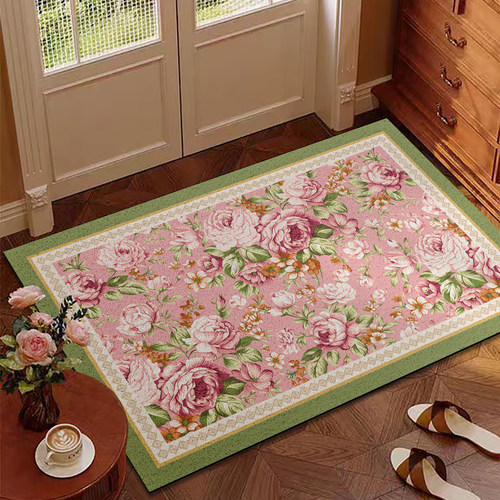 2025田园风入户门丝圈地垫玄关门口可剪裁PVC除尘蹭土脚垫子门垫