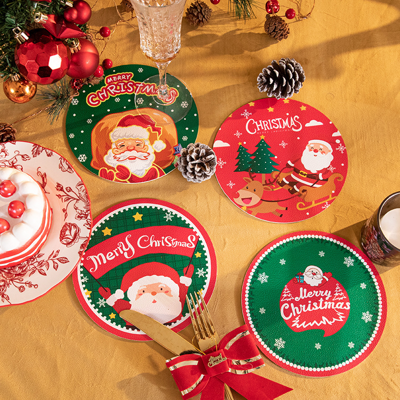 餐桌皮革隔热垫圣诞节大尺寸杯垫