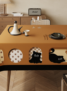 中古风餐桌布美拉德轻奢高级感长方形茶几盖布桌面保护棉麻台布