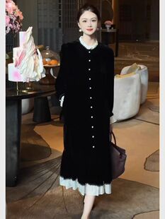 140斤胖MM2026春秋新款 复古气质收腰显瘦连衣裙女高级感裙子 法式