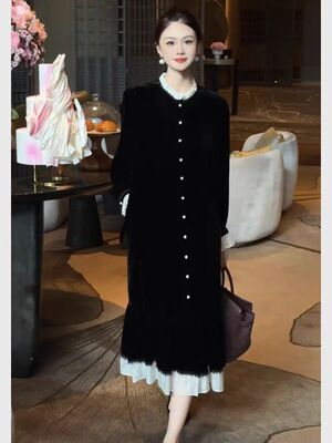 140斤胖MM2026春秋新款法式复古气质收腰显瘦连衣裙女高级感裙子