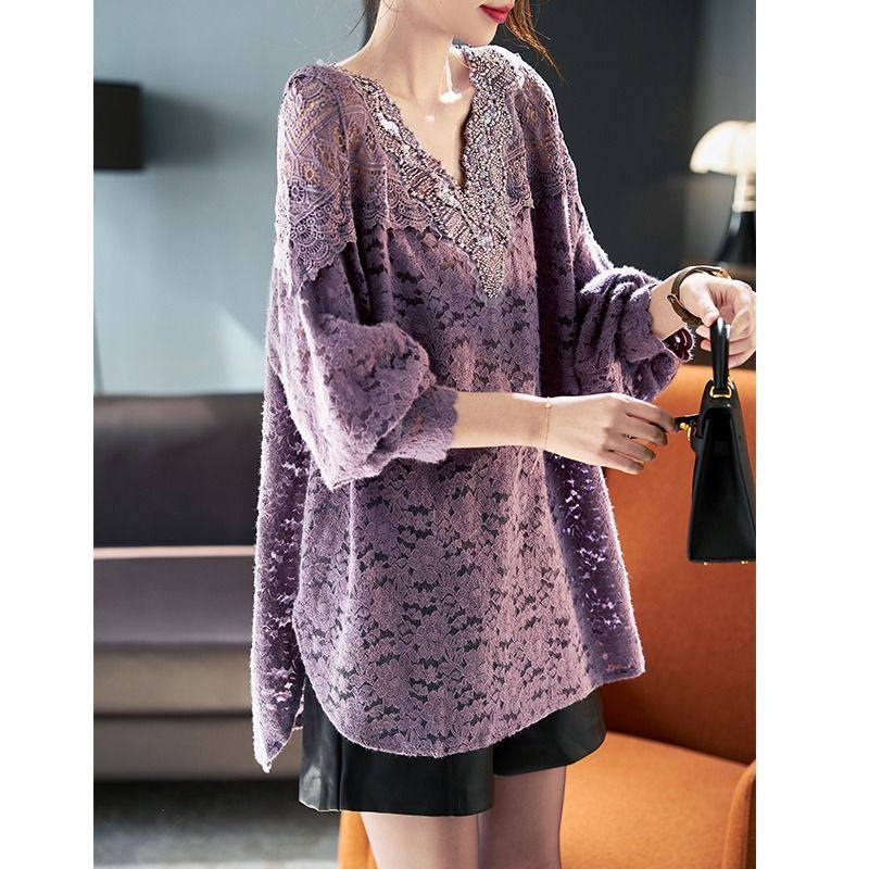 300斤胖mm大码女装2025新款宽松显瘦百搭休闲蕾丝打底衫上衣,女装/女士精品,大码内搭,淘宝优惠券,粉丝福利购,淘宝优惠卷