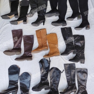 闲置二手长筒靴骑士靴过膝靴高跟平底皮面绒面二手女鞋