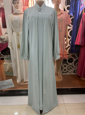 穆斯林中东女夏季2025新款度假裙子红色长裙沙滩裙大码闪亮钻石