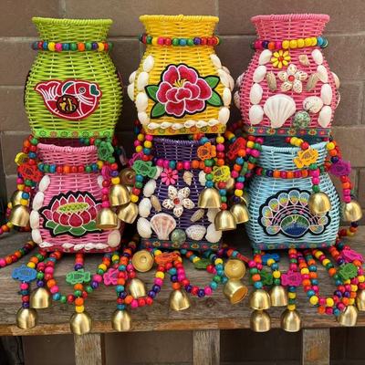 民族风儿童小背篓手工编织鱼篓