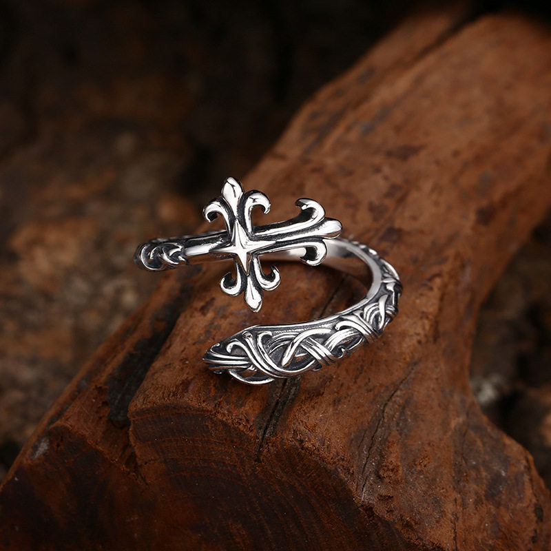 羊羊家925纯银戒指永恒之藤十字戒指 指环开口泰银复古潮个性饰品,饰品/流行首饰/时尚饰品新,银饰戒指,淘宝优惠券,粉丝福利购,淘宝优惠卷