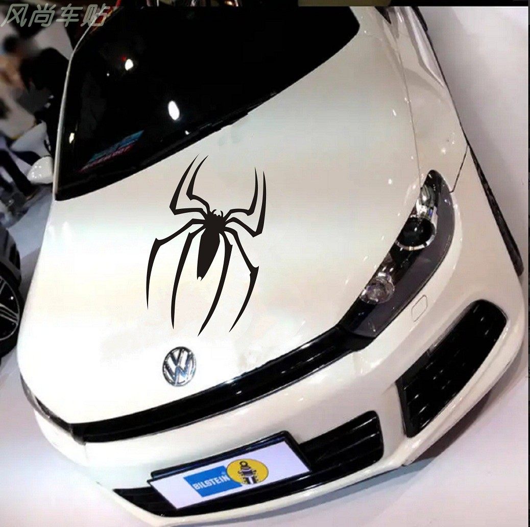 引擎盖贴蜘蛛图腾整车拉花车身贴纸个性订制车贴黑色白色改装装饰