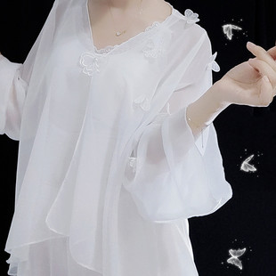 古典舞蹈服女飘逸中国风套装练功身韵纱衣演出仙气开衫雪纺阔腿裤