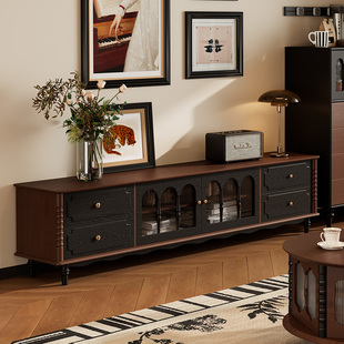 约威法式复古诺森实木电视柜茶几斗柜组合中古风小户型客厅视听柜