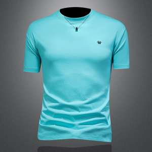 2026年新款短袖T恤 微阔重磅全棉圆领体恤衫 3160 P58 缕空绿，男装T恤，钱塘6022