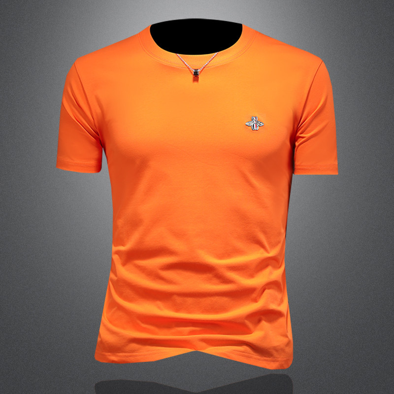 2026年新款短袖T恤微阔重磅全棉圆领体恤衫2201P58缕空桔，男装T恤，钱塘6022