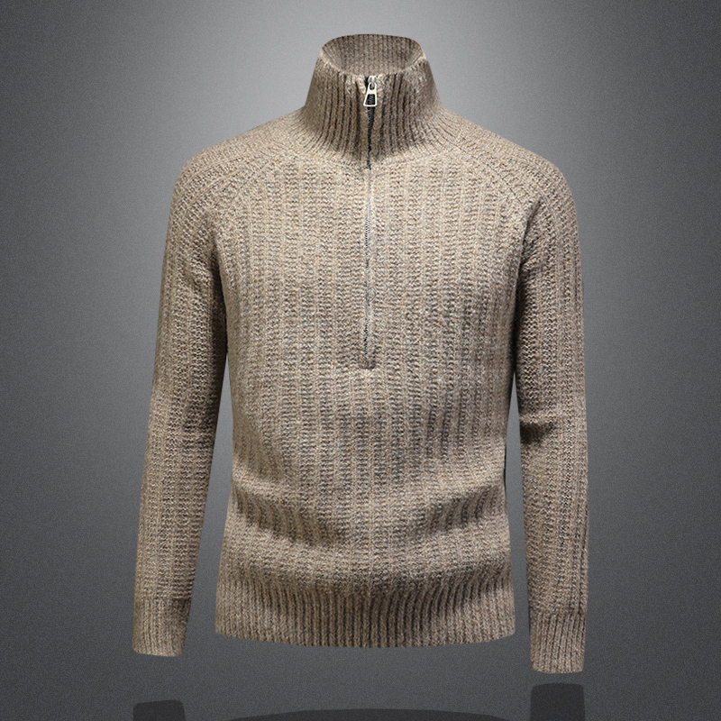 阔版大码假两件半拉链粗针羊毛衫.重磅加厚毛衣56303P130缕空卡，男装针织衫/毛衣，钱塘6022