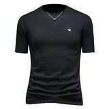 2026年新款短袖T恤微阔重磅全棉圆领体恤衫3160P58缕空黑，男装T恤，钱塘6022