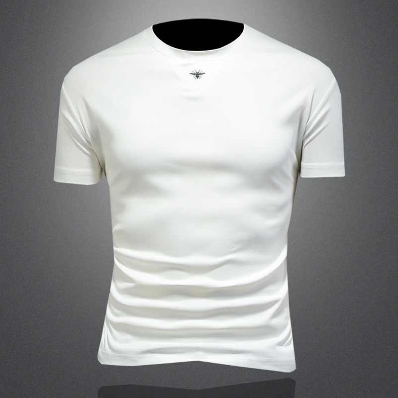 2026年新款短袖T恤刺绣潮流体恤衫8188P78缕空白，男装T恤，钱塘6022