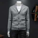 重磅加厚.老钱风西装翻领纯色纽扣外套毛衣开衫56287P140假模卡，男装针织衫/毛衣，钱塘6022